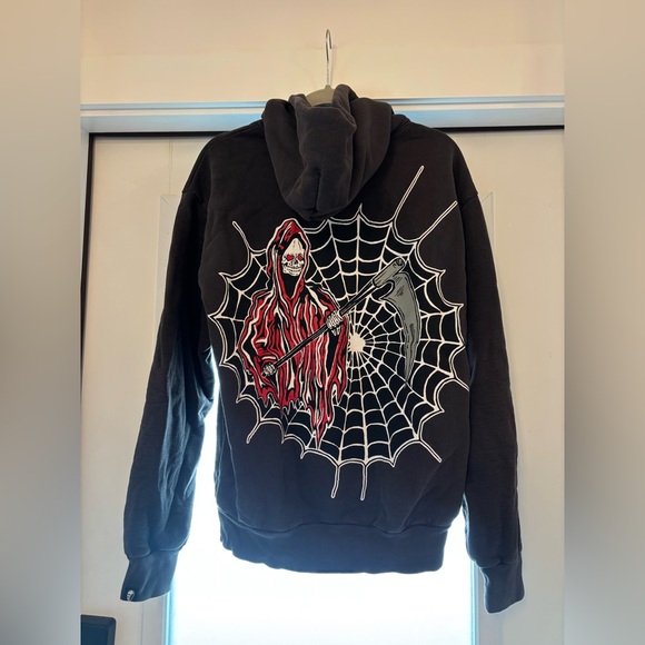 Warren Lotas Grey Hoodie with Grim Reaper